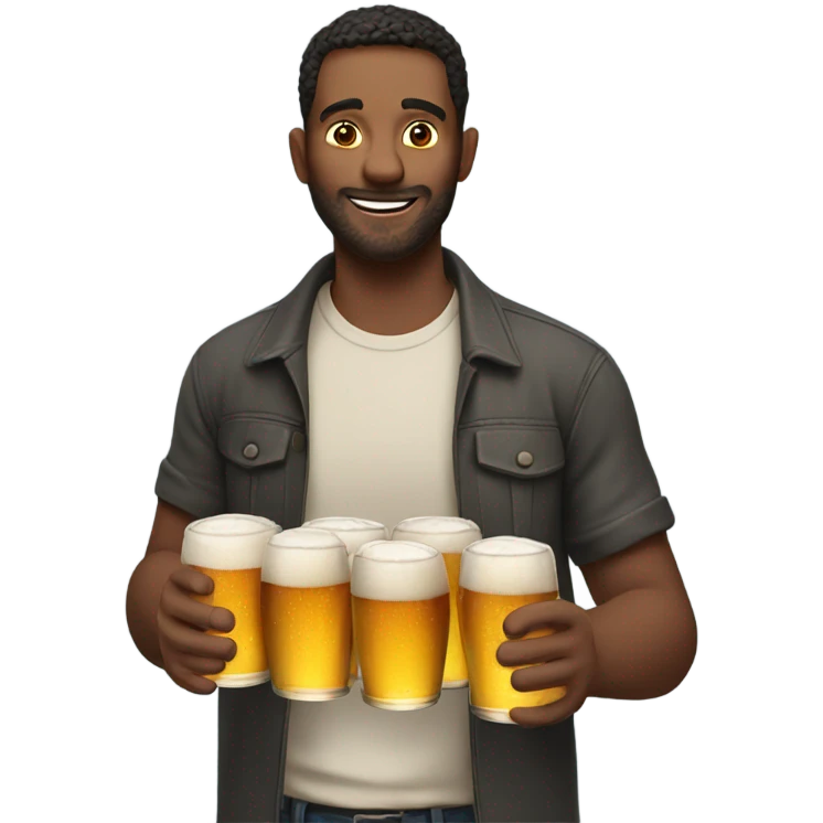 Man holding 5 beers emoji