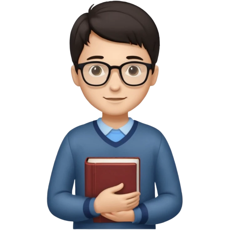 պետք է լինի կանգնած տղա որի աջ ձեռքում լինի գիրք մի փոքր ժպտա մուգ մազերով  emoji