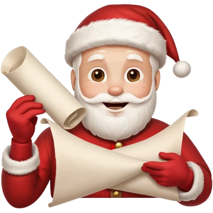 drunk santa holding up a white unfurled scroll with nothin on it emoji