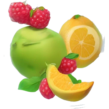 A bunch of fruit in a refreshing glass of water emoji