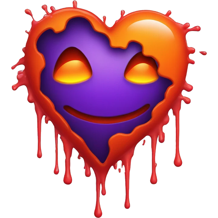 bleeding red heart glowing red-orange with splatter emoji
