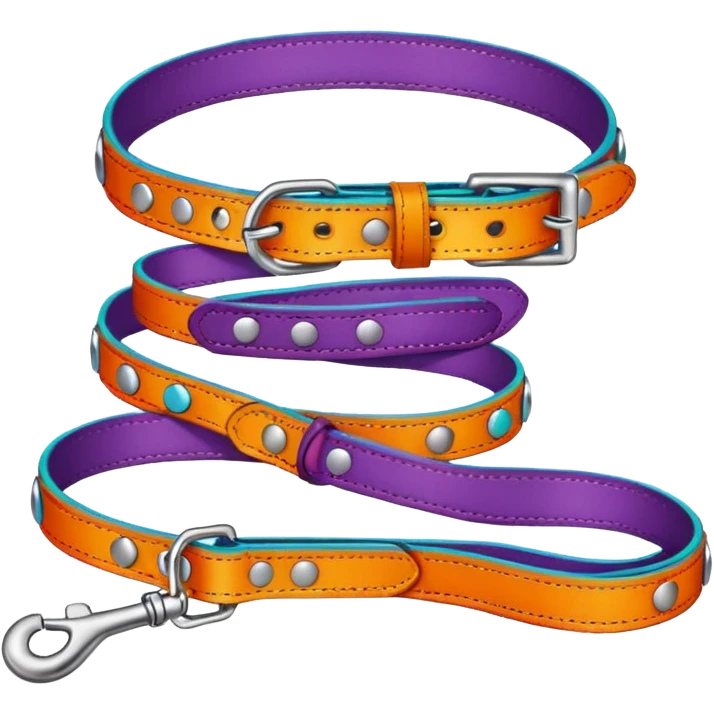 Collar & leash, colorful set. emoji