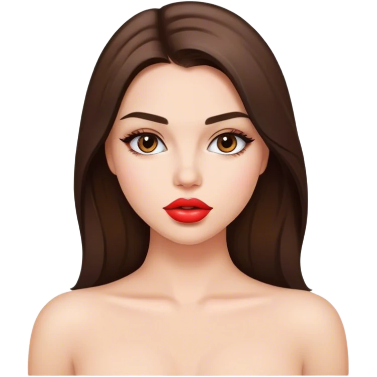 Sexy beautiful girl with plump lips and brunette straight hair emoji