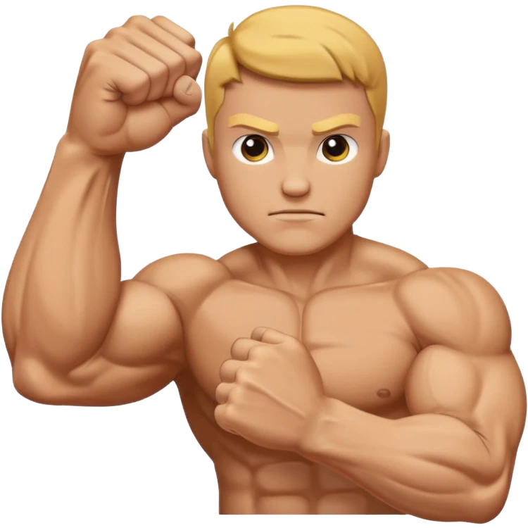 Arm curled bicep with fist, sign of strength emoji