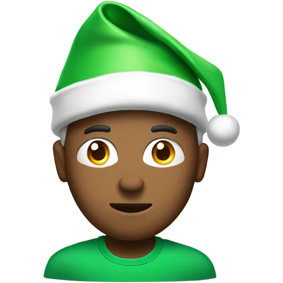 gazing male in green shirt with santa hat emoji