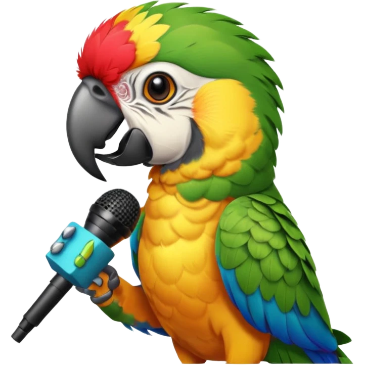 Parrot speaking into mic emoji