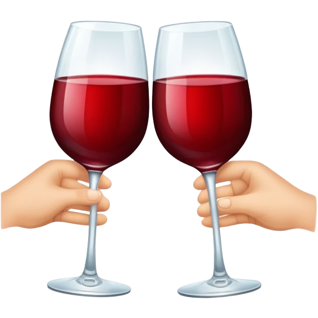 Two glasses of red wine making chin chin emoji