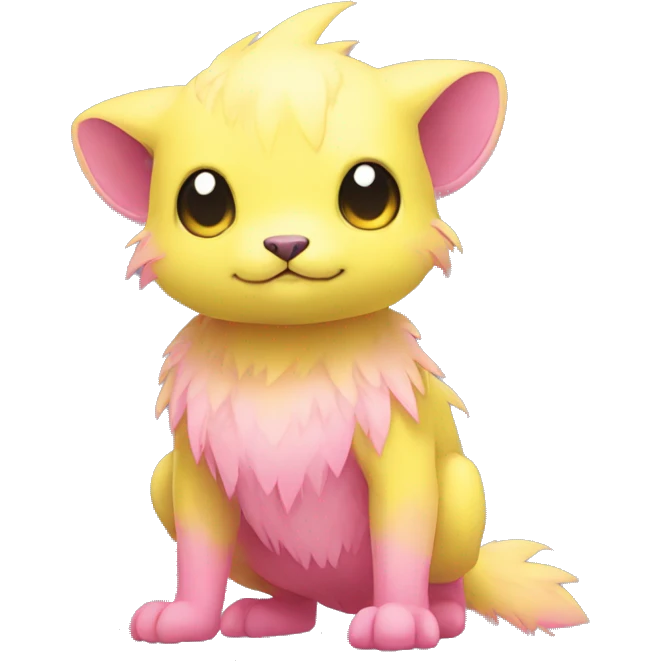 Cute cool yellow pink animal hybrid Fakemon full body emoji