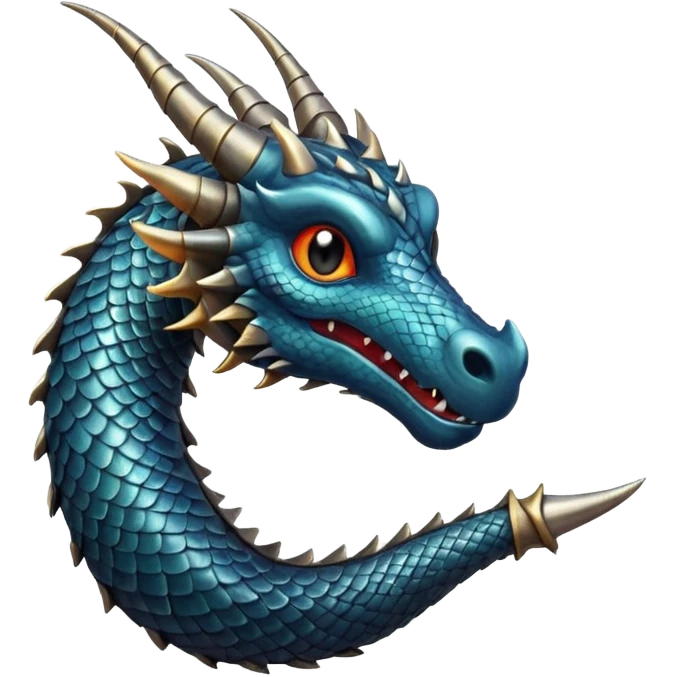 dragon horn emoji, single curved horn with textured scales, dark and metallic, fantasy style emoji