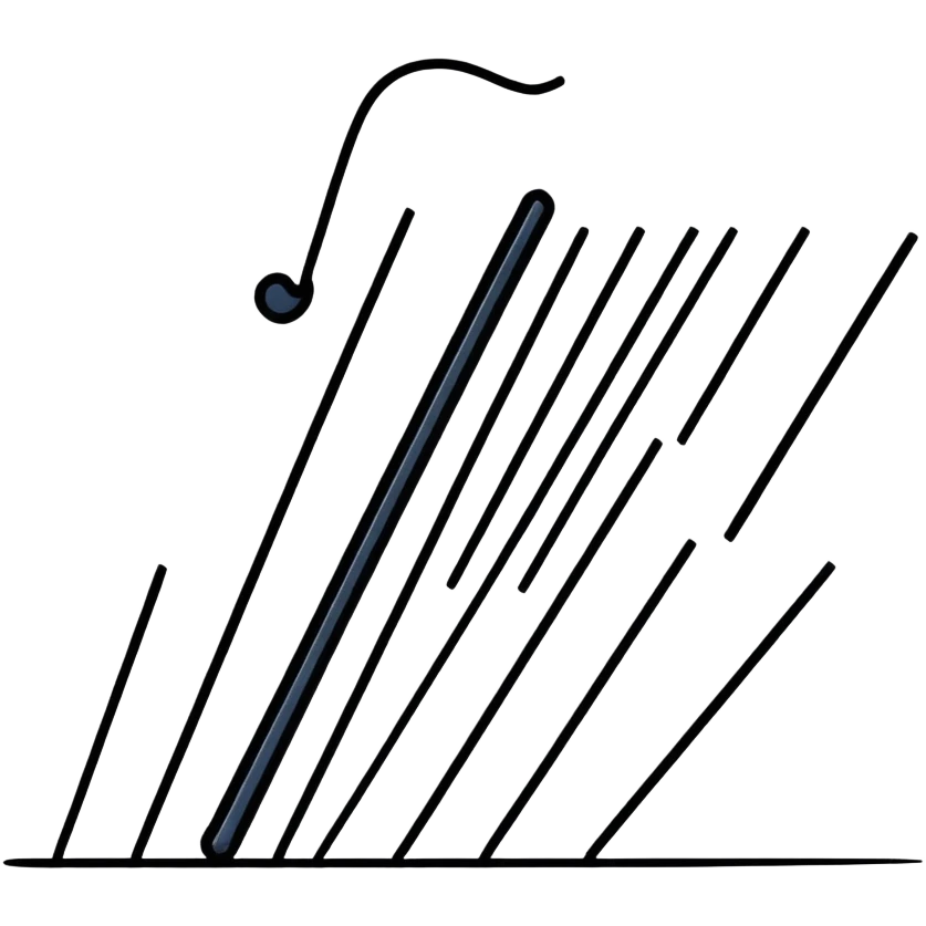 Minimal icon with fluid line turning into shapes – brush, spotlight, note – one symbol, many arts emoji