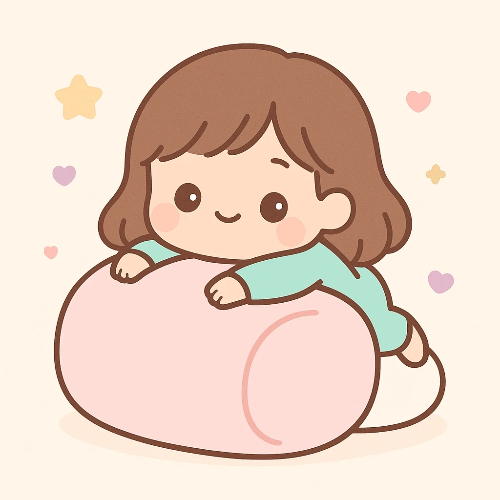 brunette girls cuddled up on a giant marshmallow, serene, cute illustration, soft pastel colors, gentle lighting emoji