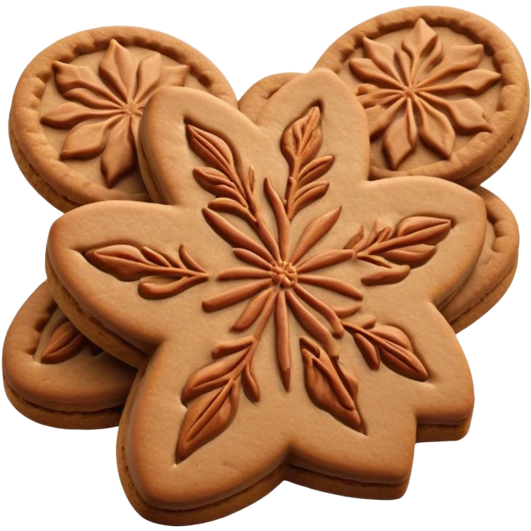 Cinematic Realistic Speculaas Biscuit Emoji, featuring spiced, crisp cookies rendered with lifelike detail and warm, aromatic lighting. emoji