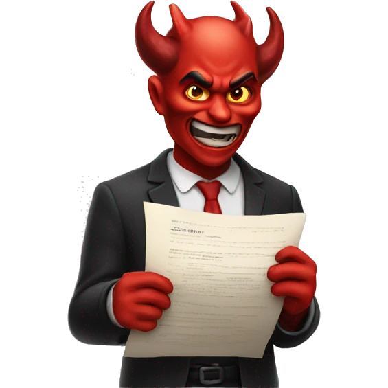 Devil holding contract emoji