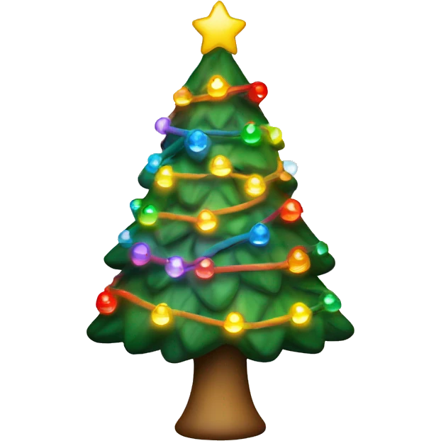 Christmas tree with rainbow string of lights emoji