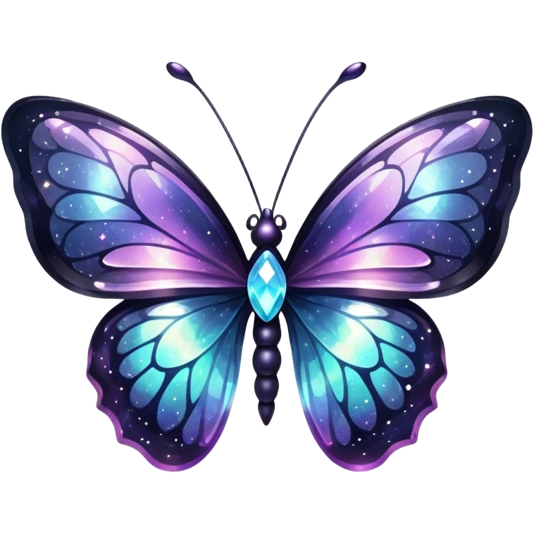 Dark Nebula Sparkly glossy glittery Pastel iridescent transparent bio-luminescent glass crystal butterfly emoji