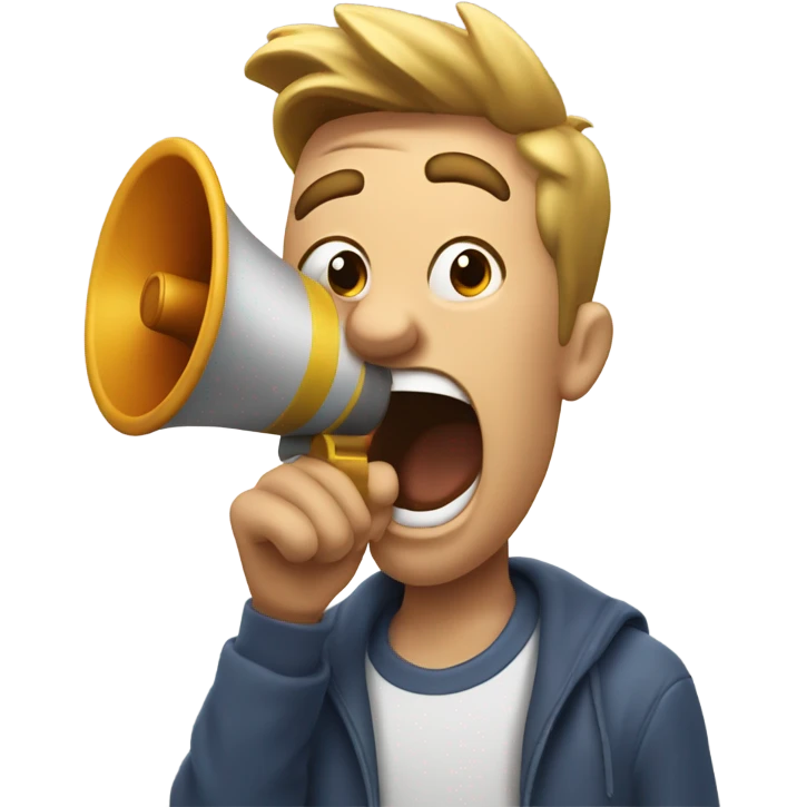 Guy getting his ear blasted with train horn emoji
