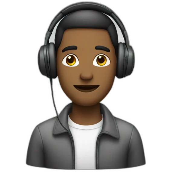 a man, with headphones emoji