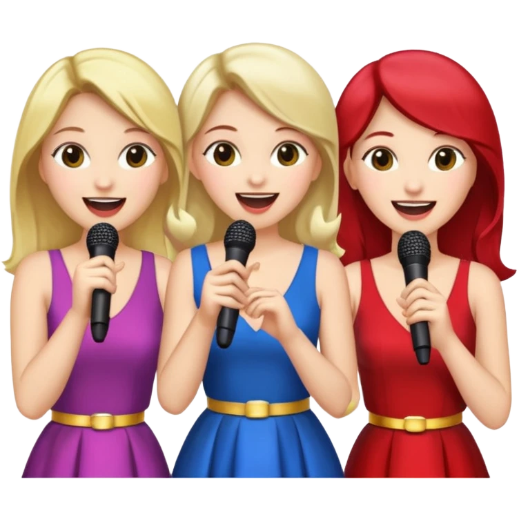 3 amigas en un karaoke cantando todas blancas de piel emoji