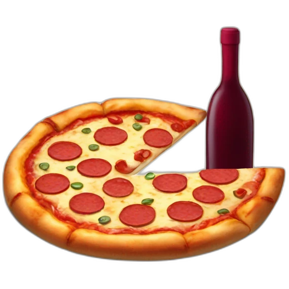 Pizza with a bottle of wine emoji