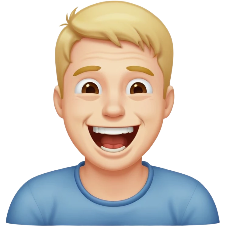 Man choking himself while laughing ￼ emoji