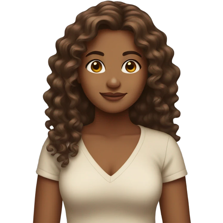 Brown girl with long brown curly hair on Valentine’s Day  emoji