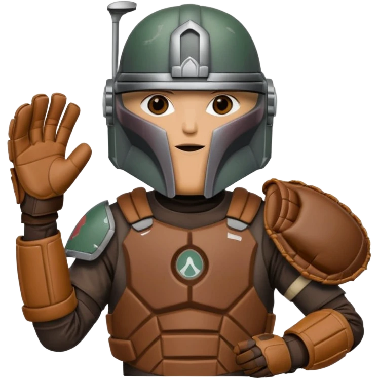 Mandalorian with a Catcher's mitt.  Make the catcher's glove oversized.  Put a dark visor in the helmet.   emoji