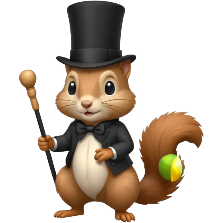 Squirrel (All of its fur gray colored), with a completely black tophat emoji