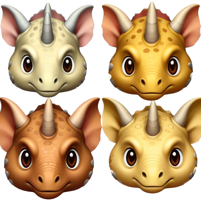 faces of different triceratops emoji