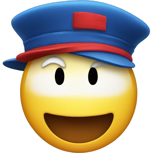 smiley face with blue and red hat emoji