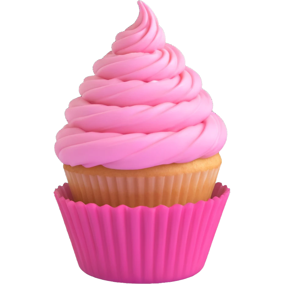 cupcake with pink icing, 3d style, soft shadows, realistic details emoji