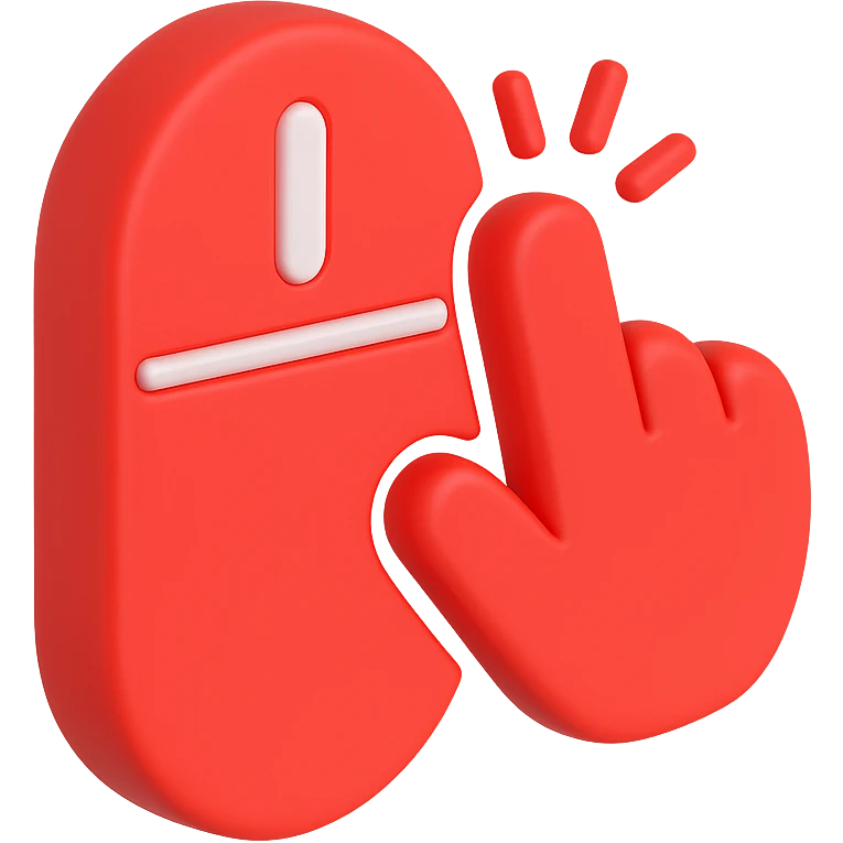 a hand clicking a mouse, cartoon 3D style emoji