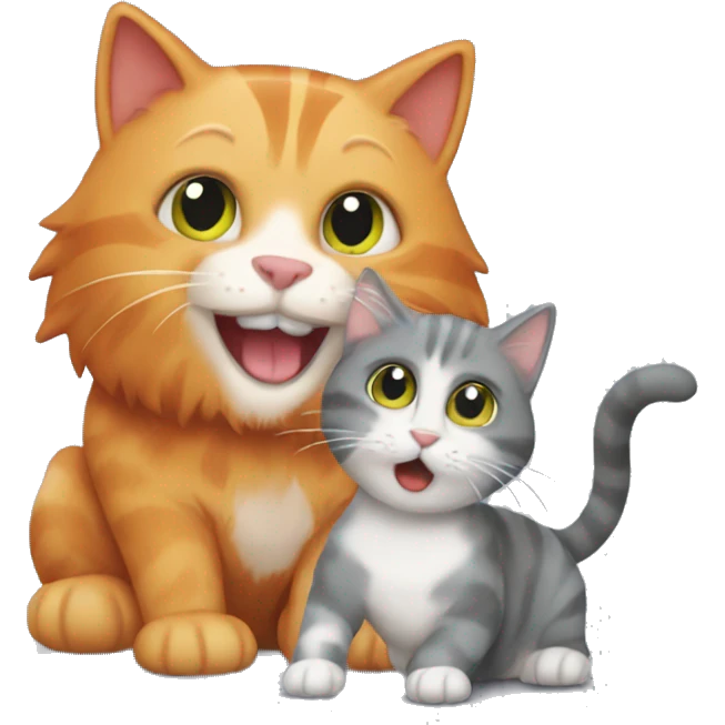 Ginger cat playing with grey cat emoji