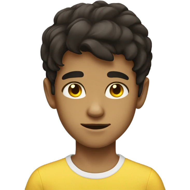 boy with dark brown hair and yellow eyes emoji