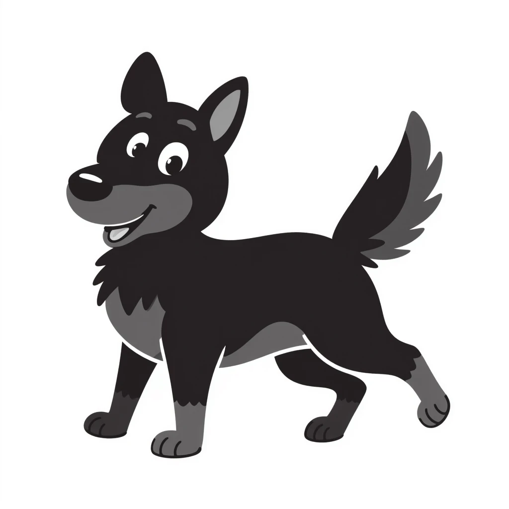Cute black and white shepherd dog with playful pose emoji