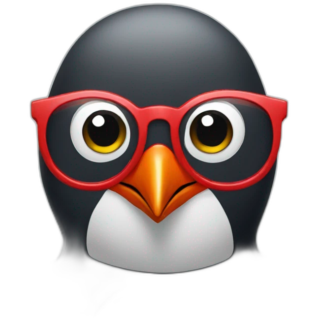 Red penguin with glasses emoji