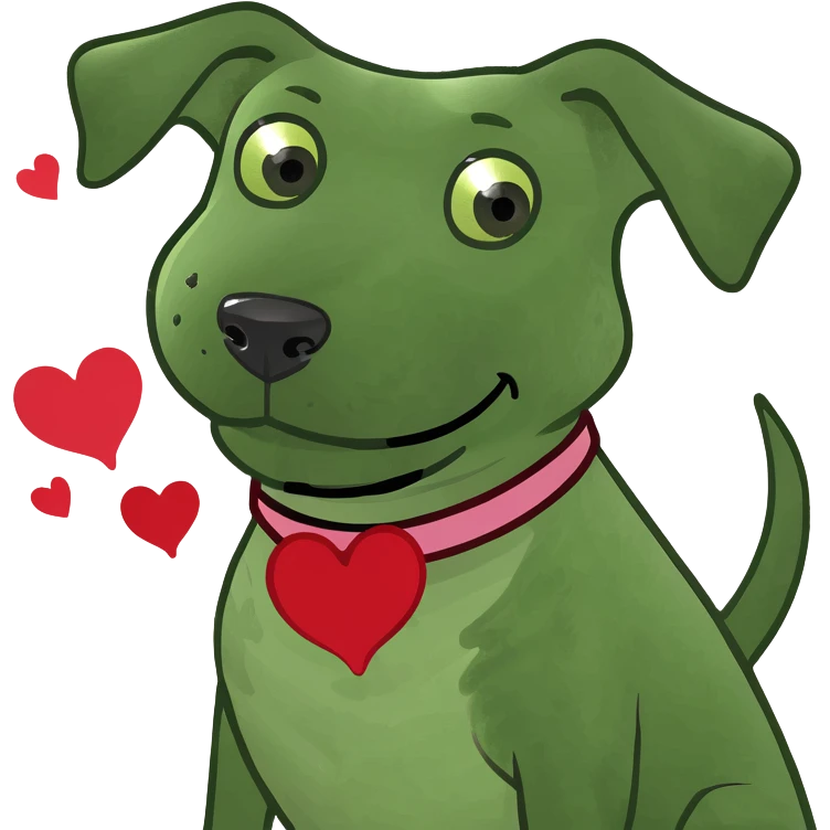 dog with hearts emoji