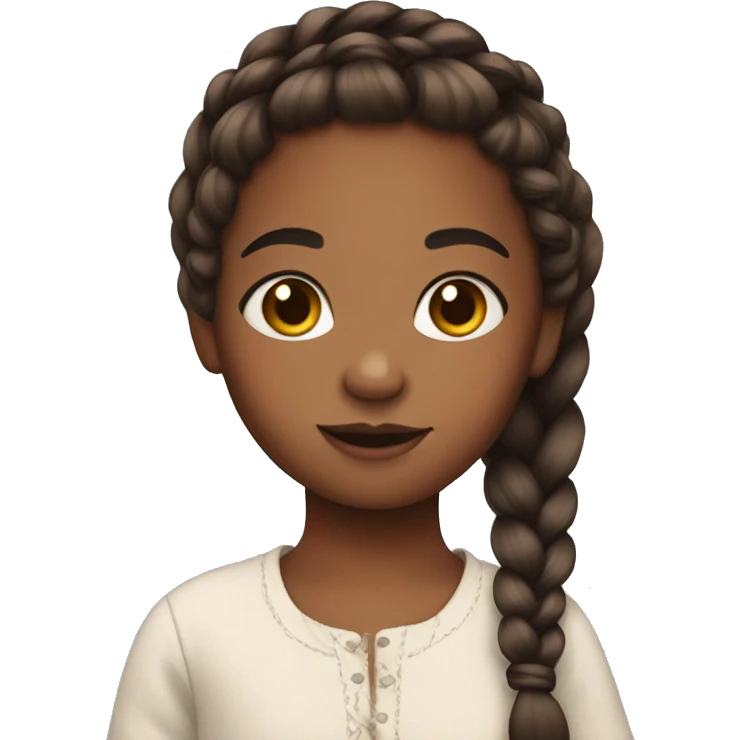 child with braid and makeup emoji
