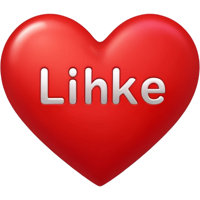the inscription "like" with a red heart  emoji