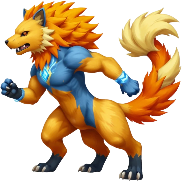Manectric-Pyroar-Luxray-Arcanine-fusion (full body) emoji
