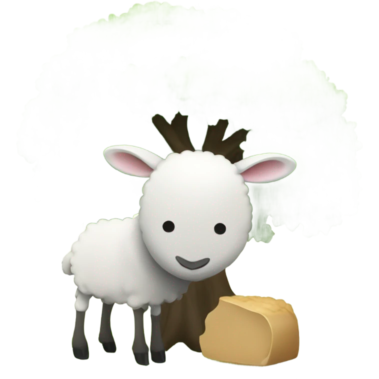 a sheep eats under a tree emoji