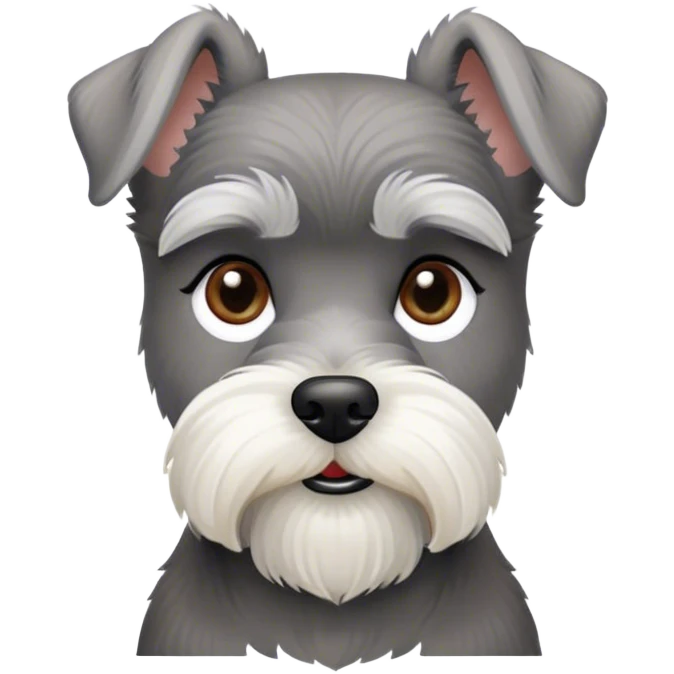 Cinematic Noble Miniature Schnauzer Portrait Emoji, Standing with a proud and stately demeanor, showcasing a sharply defined, salt-and-pepper fur with distinguished eyebrows and a confident, alert expression, simplified yet exquisitely detailed, glowing with a refined, dignified radiance, high shine, exuding intelligence and classic noble charm, soft glowing outline, capturing the essence of a noble Miniature Schnauzer that commands attention with effortless style! emoji