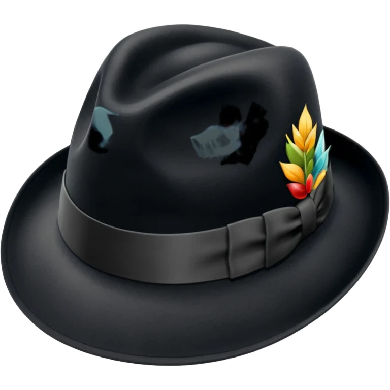 fedora, isolated, transparent background, black emoji