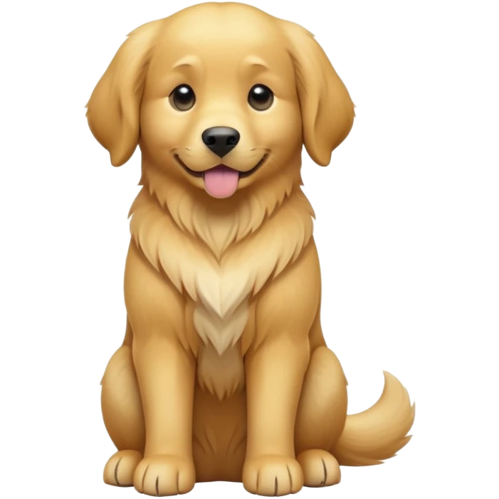 cinematic-[golden retreiver]-realistic-full-body-sitting-emoji,-tail-resting-loosely-beside-its-paws,-head-tilted-dramatically,-sleek-[golden]-fur,-simplified-yet-realistic-focused-features,-highly-detailed,-glowing-with-an-almost-sarcastic-glow emoji