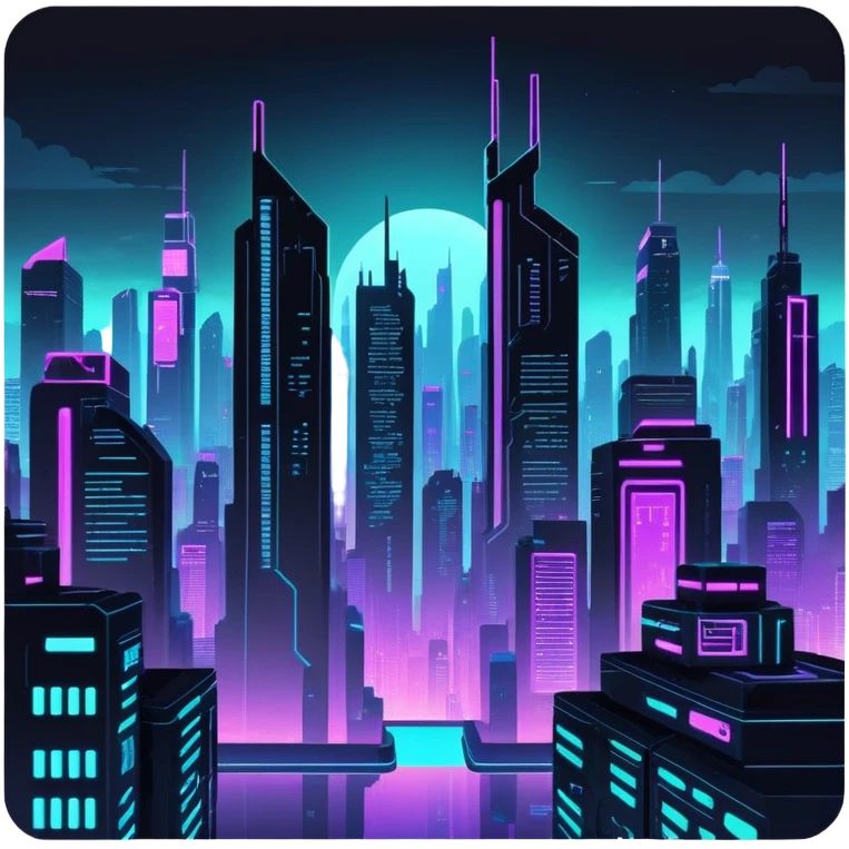 Dark night cyberpunk, cybercore, vaporwave aesthetic emoji