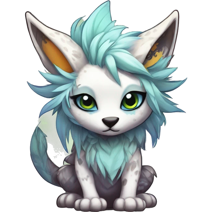 Cool cute Kawaii edgy fantasy shiny animal  fursona Fionbri vernid by griffsnuff & LiLaiRa & Falvie full body emoji
