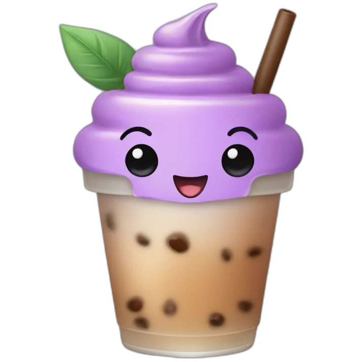 Anthropomorphic boba tea drinking boba tea emoji