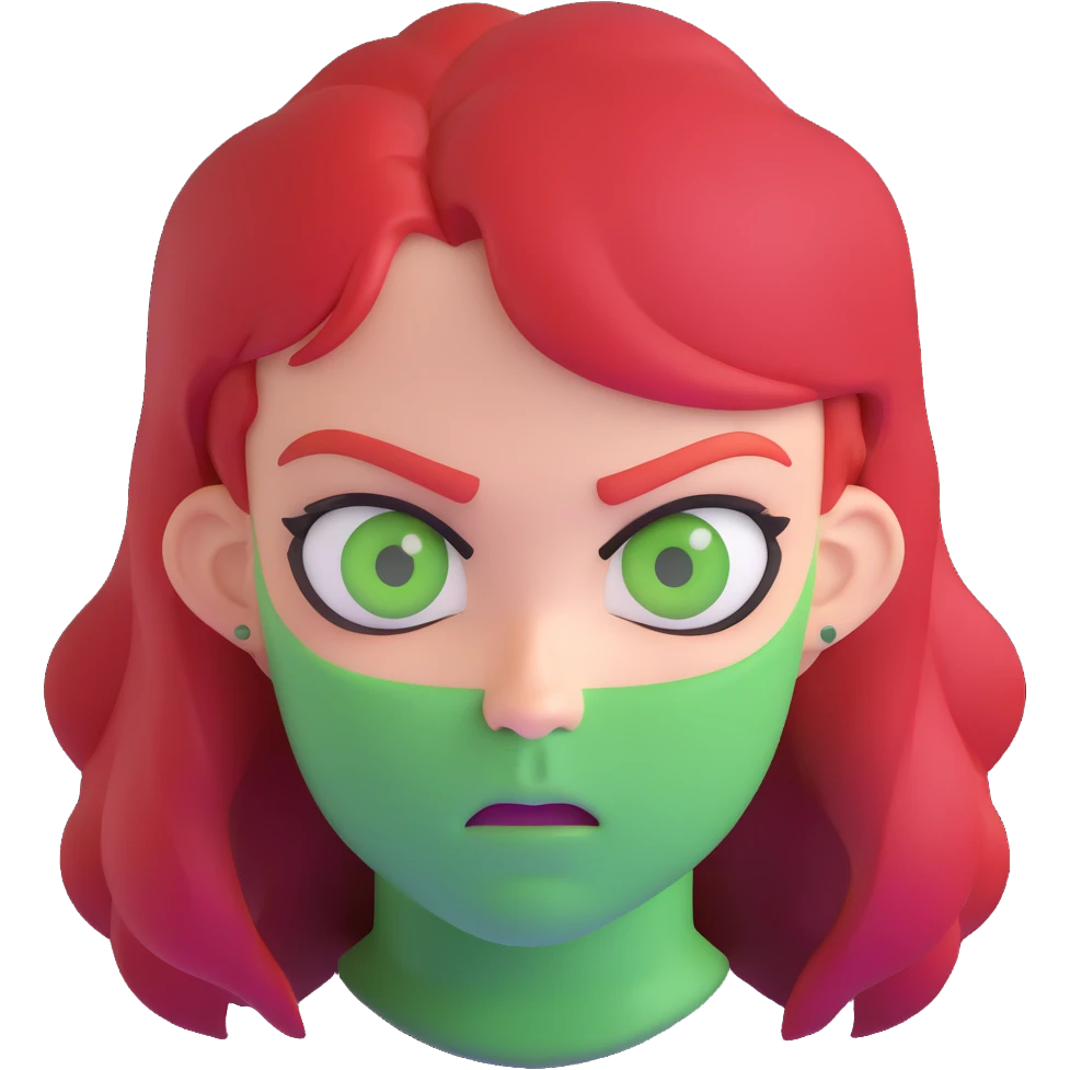 Angry girl with red hair and green eyes emoji