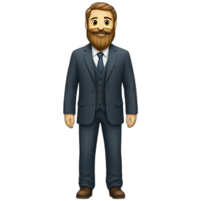 A full body man image with coat and suite having long beard emoji