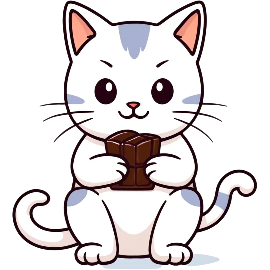 Котик ест шоколад emoji