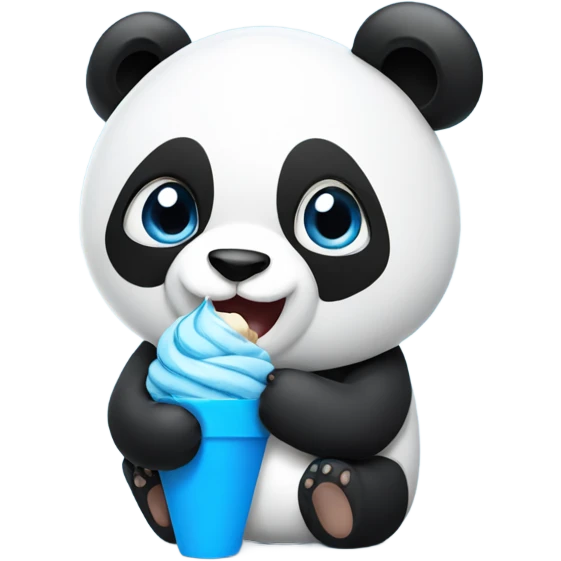 Panda eating ice cream blue emoji